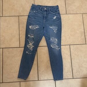 American Eagle Outfitters Women's Distressed Blue Skinny Jeans